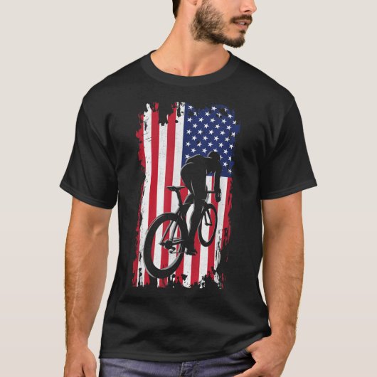 American Flag Road Biking Cycling Apparel - Cyclin T-shirt (Voorkant)