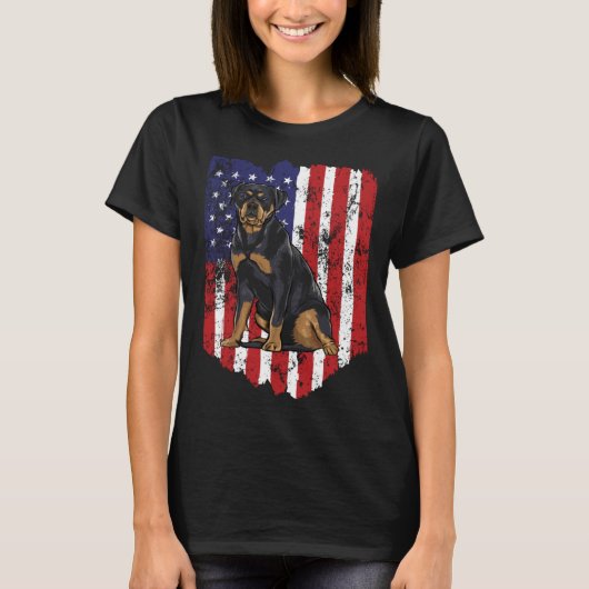 American Flag Rottweiler 4th Of July USA T-shirt (Voorkant)