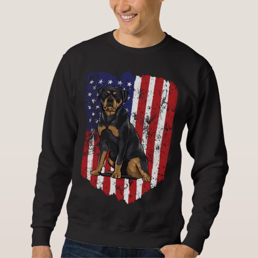 American Flag Rottweiler 4th Of July USA Trui (Voorkant)