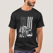 American Flag Semi Truck Trucker T-shirt (Voorkant)