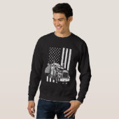 American Flag Semi Truck Trucker Trui (Voorkant volledig)