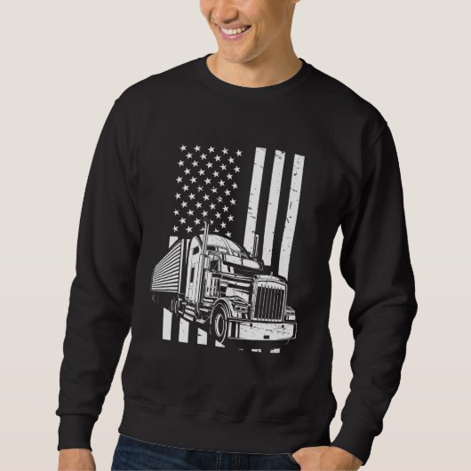 American Flag Semi Truck Trucker Trui (Voorkant)