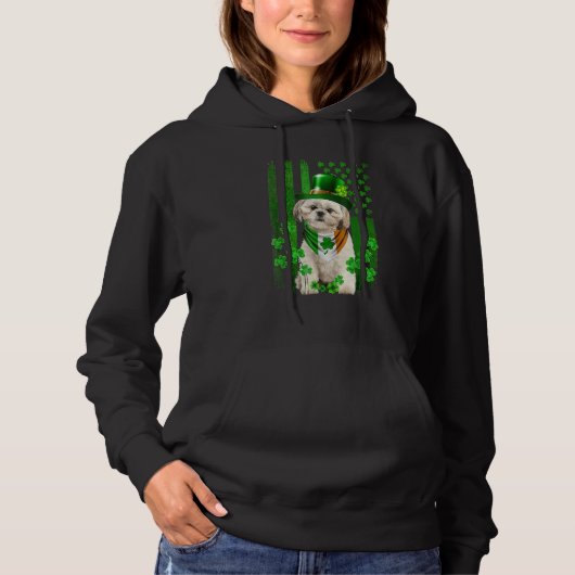 American Flag Shih Tzu Dog Hat Irish St Patricks D Hoodie (Voorkant)