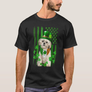 American Flag Shih Tzu Dog Hat Irish St Patricks D T-shirt