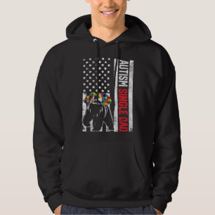 American Flag Single Dad Beer Autism Awareness Fam Hoodie