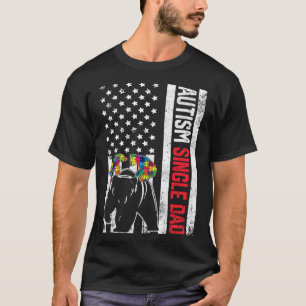 American Flag Single Dad Beer Autism Awareness Fam T-shirt