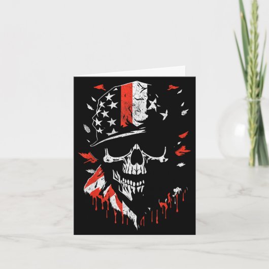 American Flag Skull Soldier Patriotic Military Gra Kaart (Voorkant)