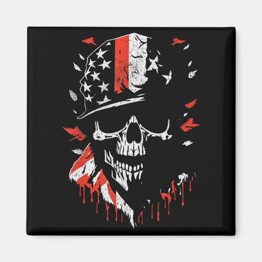 American Flag Skull Soldier Patriotic Military Gra Magneet (Voorkant)