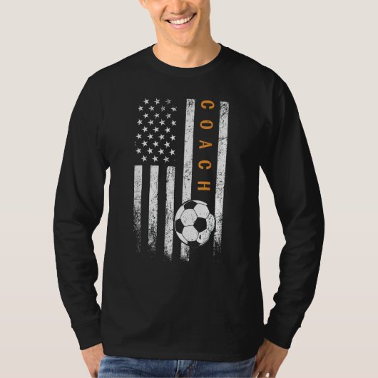 American Flag Soccer Coach Soccer Trainer Coaching T-shirt (Voorkant)