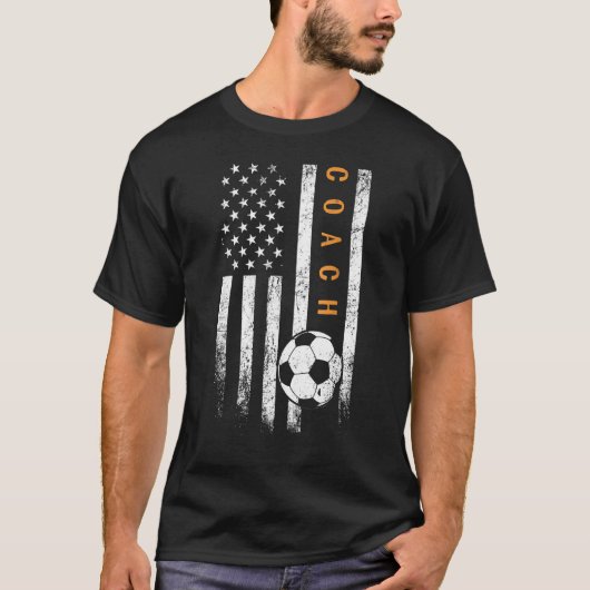 American Flag Soccer Coach Soccer Trainer Coaching T-shirt (Voorkant)