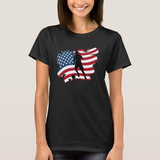 American Flag Soccer Player USA Patriotic Silhouet T-shirt (Voorkant)