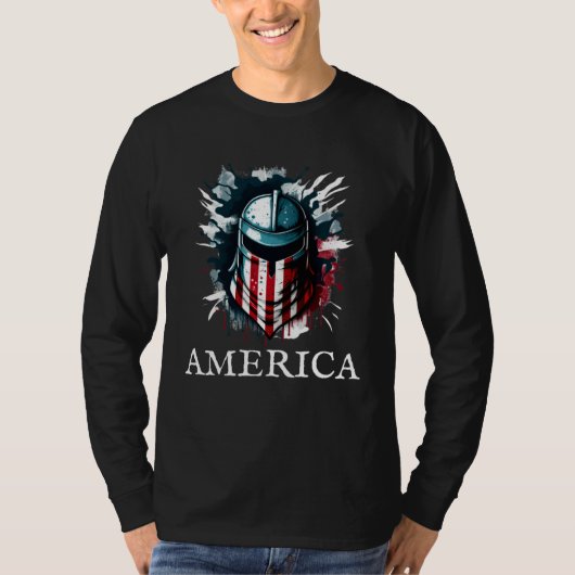 American Flag Spartan Helmet Military Quote Ships  T-shirt (Voorkant)