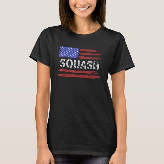 American Flag Squash Play Serve Racket Player T-shirt (Voorkant)