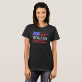 American Flag Squash Play Serve Racket Player T-shirt (Voorkant volledig)