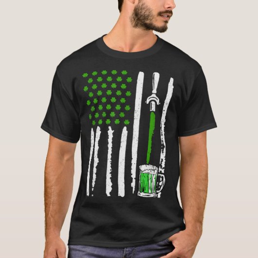 American Flag St Patrick s Day Shamrock Drinking B T-shirt (Voorkant)