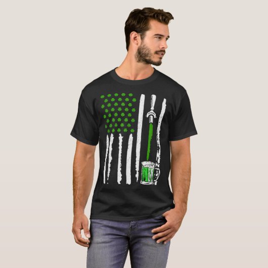 American Flag St Patrick s Day Shamrock Drinking B T-shirt (Voorkant volledig)
