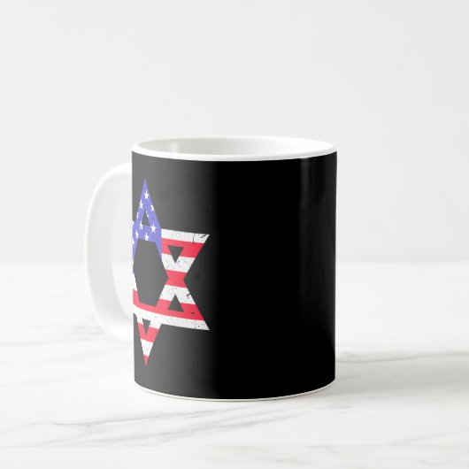 American Flag Star Of David Jewish Hanukkah T Shir Koffiemok (Voorkant links)