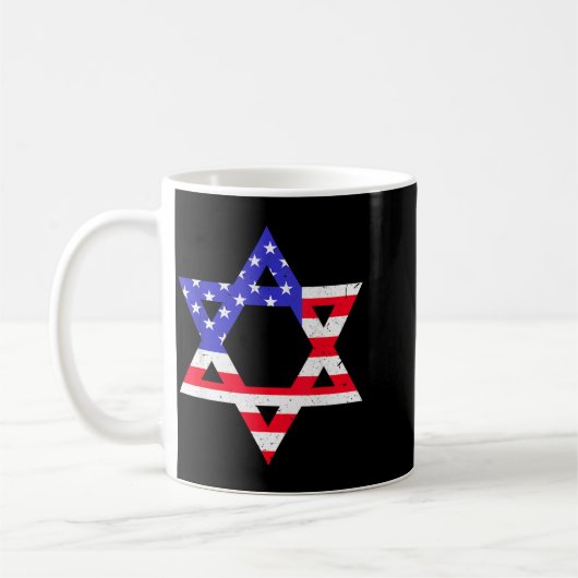 American Flag Star Of David Jewish Hanukkah T Shir Koffiemok (Links)