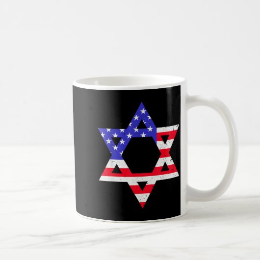 American Flag Star Of David Jewish Hanukkah T Shir Koffiemok (Rechts)