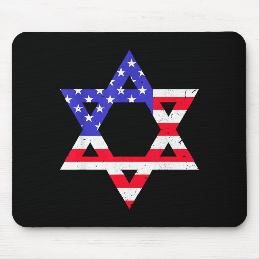 American Flag Star Of David Jewish Hanukkah T Shir Muismat (Voorkant)