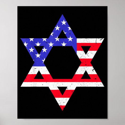 American Flag Star Of David Jewish Hanukkah T Shir Poster (Voorkant)