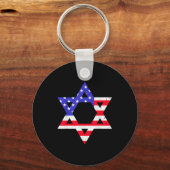 American Flag Star Of David Jewish Hanukkah T Shir Sleutelhanger (Voorkant)