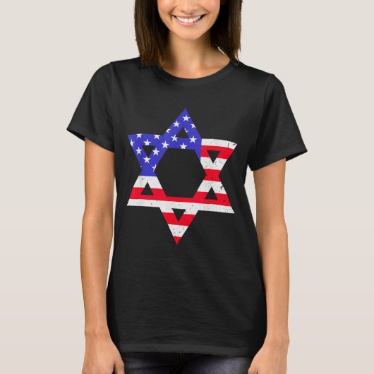 American Flag Star Of David Jewish Hanukkah T Shir T-shirt (Voorkant)