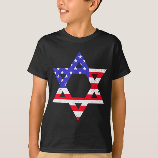 American Flag Star Of David Jewish Hanukkah T Shir T-shirt (Voorkant)