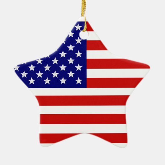 American Flag Star Shape-kerstversiering Keramisch Ornament (Achterkant)