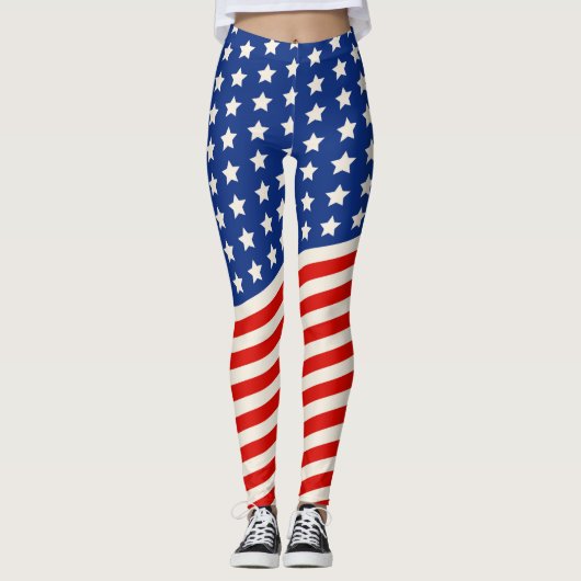 American Flag Stars and Stripes 4 juli Leggings (Voorkant)