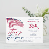 American Flag Stars and Stripes Memorial Day BBQ Kaart (Staand voorkant)
