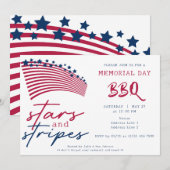 American Flag Stars and Stripes Memorial Day BBQ Kaart (Voorkant / Achterkant)
