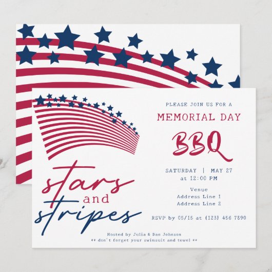American Flag Stars and Stripes Memorial Day BBQ Kaart (Voorkant / Achterkant)