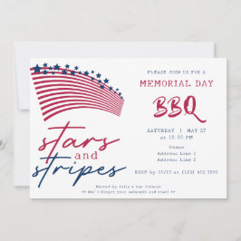 American Flag Stars and Stripes Memorial Day BBQ Kaart
