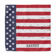American Flag Stars Stripes Distressed Dog Name