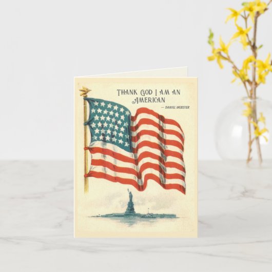 American Flag Statue of Liberty Blank Card Kaart (Gele Bloem)