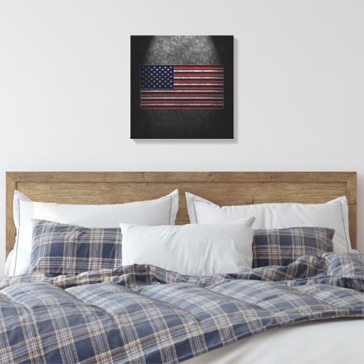 American Flag Stone Textuur Canvas Print (Insitu (Slaapkamer))