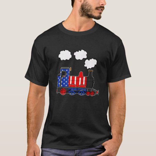 American Flag Stoomtrein 4th Juli Amerikaanse Spoo T-shirt (Voorkant)