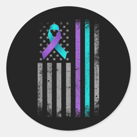 American Flag Suicide Prevention Awareness Ribbon Ronde Sticker (Voorkant)