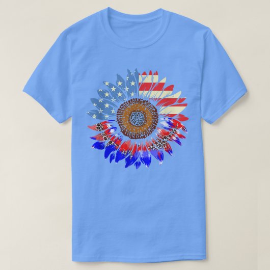 American Flag Sunflower Red White Blue Tie Dye 4th T-shirt (Design voorkant)