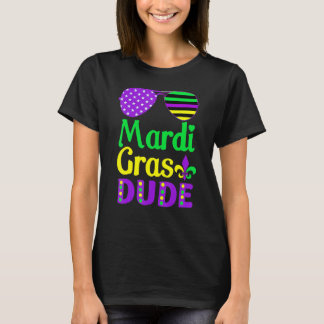 American Flag Sunglasses Mardi Gras Dude T-shirt