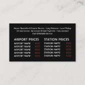 American Flag Taxi Cab Logo, prijslijst Visitekaartje (Achterkant)