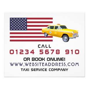American Flag Taxi Cab met Price List Flyer