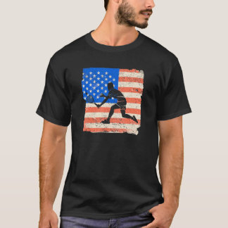 American Flag Tennis Player Funny US Sports Lover  T-shirt