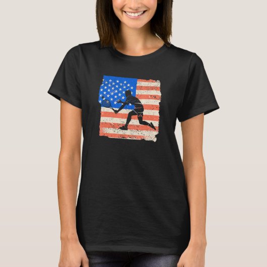 American Flag Tennis Player Funny US Sports Lover  T-shirt (Voorkant)