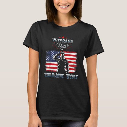 American Flag Thank you Veterans Proud Veteran 1 T-shirt (Voorkant)