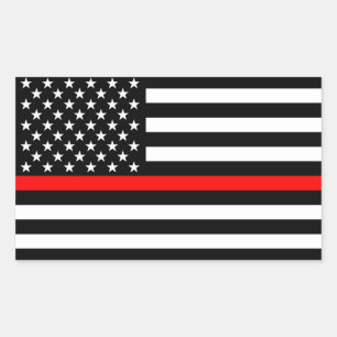 American Flag Thin Red Line Memorial symbolisch op Rechthoekige Sticker