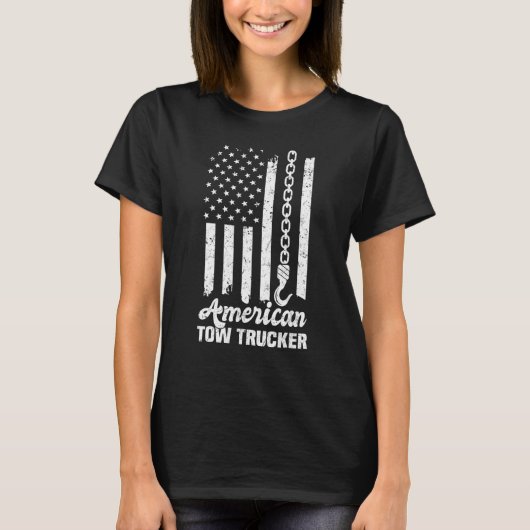 American Flag Tow Trucker T-shirt (Voorkant)