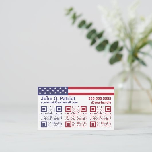 American Flag Triple QR Code Visitekaartje (Staand voorkant)