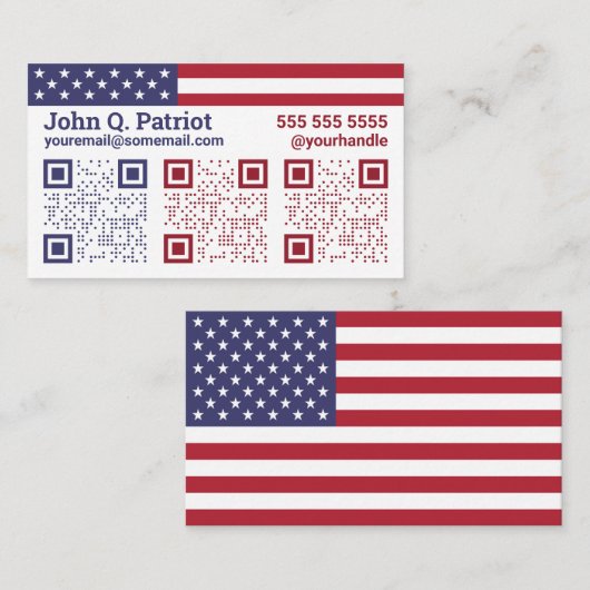 American Flag Triple QR Code Visitekaartje (Voorkant / Achterkant)